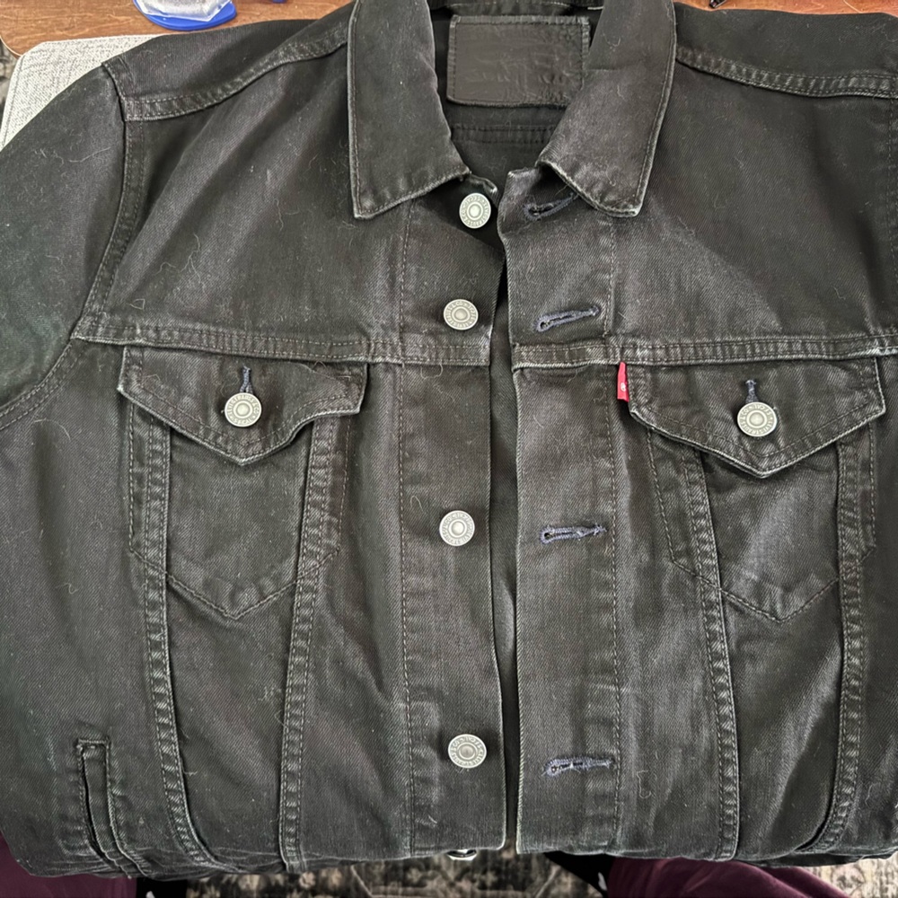 Levi's Black Denim Jacket with Leather Patch